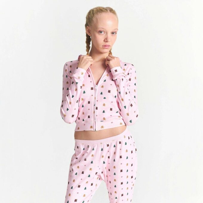 CACTUS PLANT FLEA MARKET X SKIMS PLUSH POINTELLE ZIP UP HOODIE