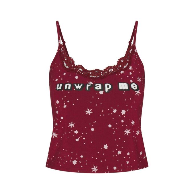 CACTUS PLANT FLEA MARKET X SKIMS SKIMS SLEEP LACE TANK AND FLANNEL SHORT SET