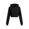COTTON FLEECE CROPPED ZIP UP HOODIE