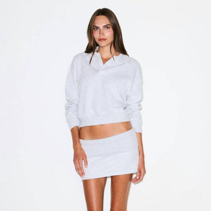 COTTON FLEECE POLO SWEATSHIRT