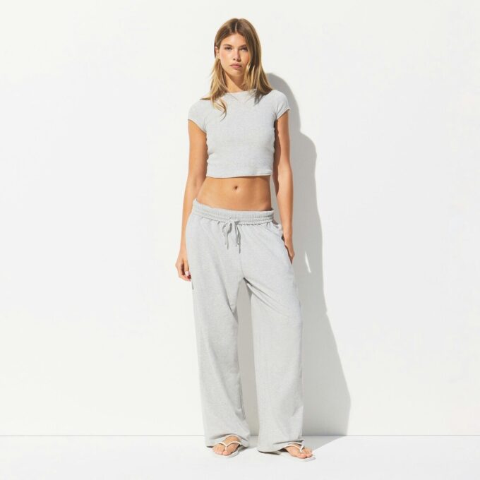 COTTON JERSEY WIDE LEG PANT