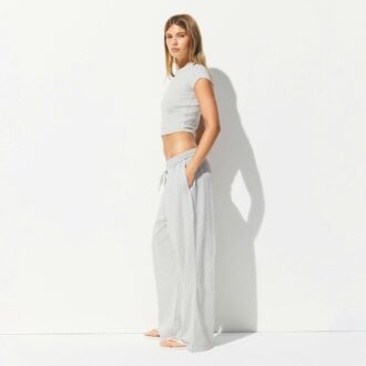 COTTON JERSEY WIDE LEG PANT