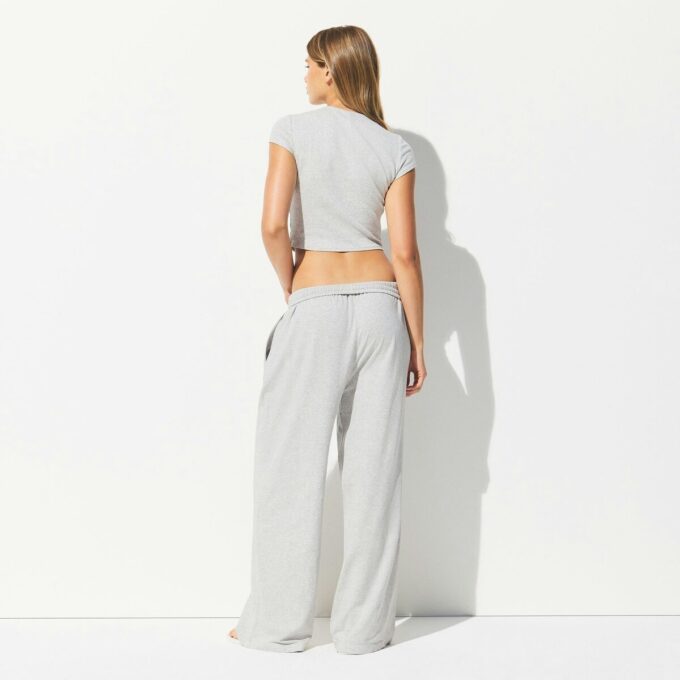 COTTON JERSEY WIDE LEG PANT