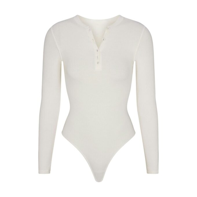 COTTON RIB LONG SLEEVE HENLEY BODYSUIT COTTON RIB LONG SLEEVE HENLEY BODYSUIT