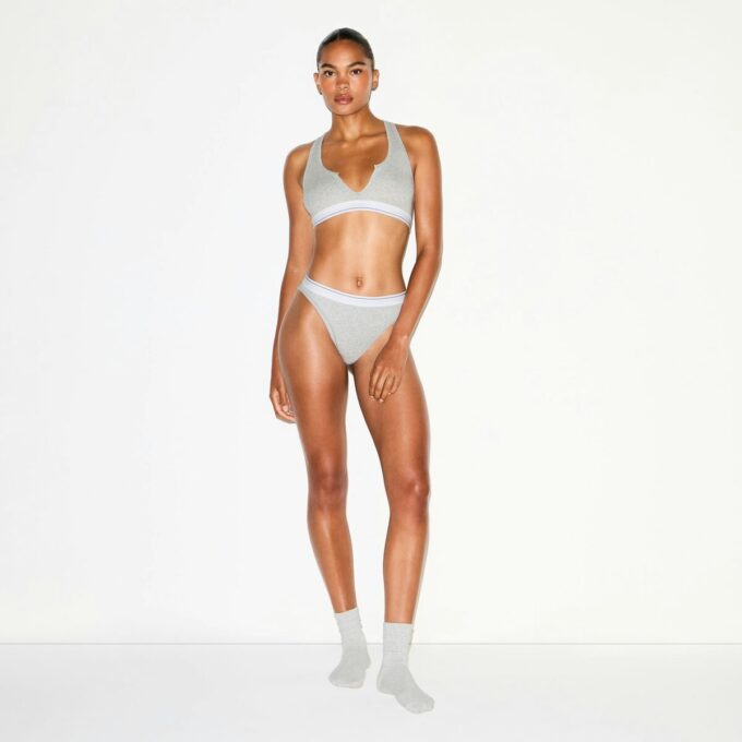 COTTON RIB SPLIT NECK BRALETTE COTTON RIB SPLIT NECK BRALETTE