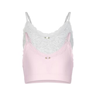 COTTON SEAMLESS JUNIORS LACE SCOOP BRALETTE 2-PACK