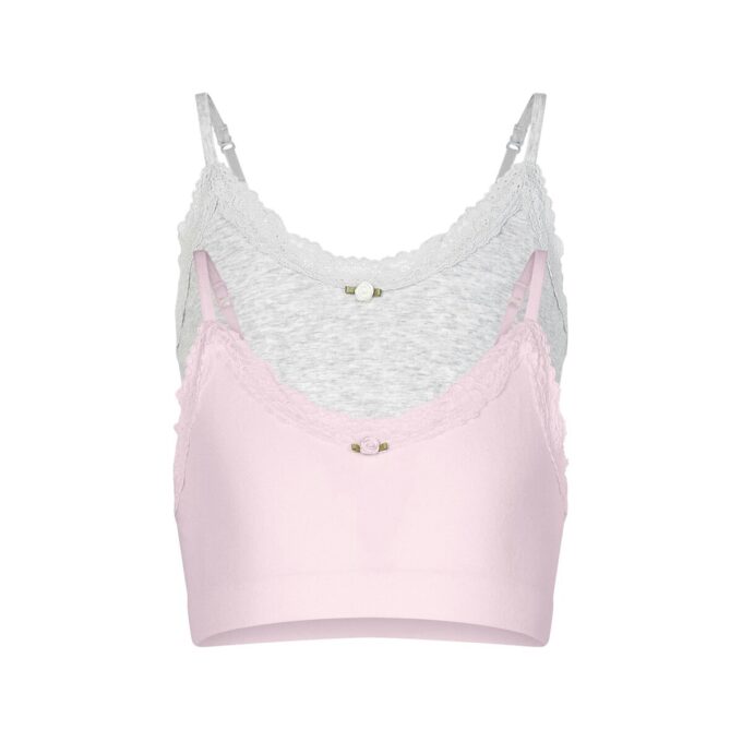 COTTON SEAMLESS JUNIORS LACE SCOOP BRALETTE 2-PACK COTTON SEAMLESS JUNIORS LACE SCOOP BRALETTE 2-PACK
