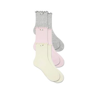 COTTON SEAMLESS JUNIORS LETTUCE EDGE SOCK 3-PACK