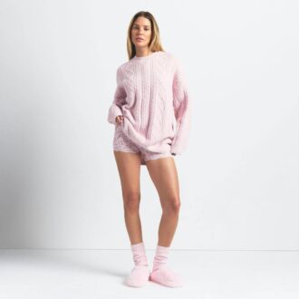 COZY LIGHT OVERSIZED CABLEKNIT CREWNECK PULLOVER