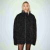 FAUX FUR OVERSIZED MOCK NECK JACKET FAUX FUR OVERSIZED MOCK NECK JACKET