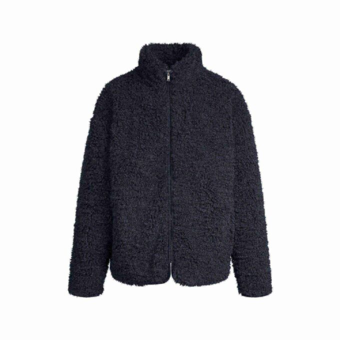 FAUX FUR OVERSIZED MOCK NECK JACKET FAUX FUR OVERSIZED MOCK NECK JACKET