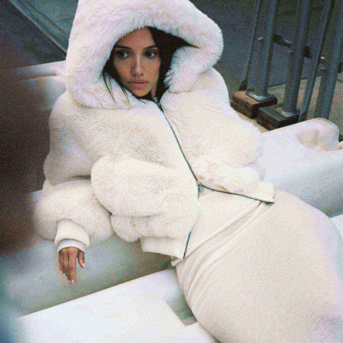 FAUX FUR ZIP UP JACKET FAUX FUR ZIP UP JACKET