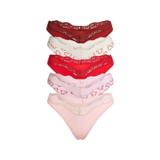 FITS EVERYBODY LACE DIPPED THONG 5-PACK