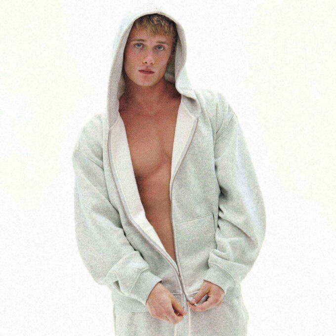 FLEECE LOUNGE MENS RELAXED ZIP UP HOODIE