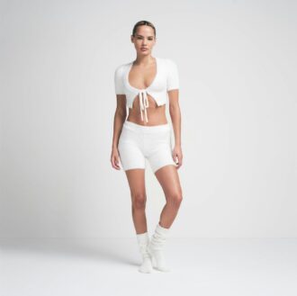 FUZZY KNITS CROP TOP AND SHORT SET