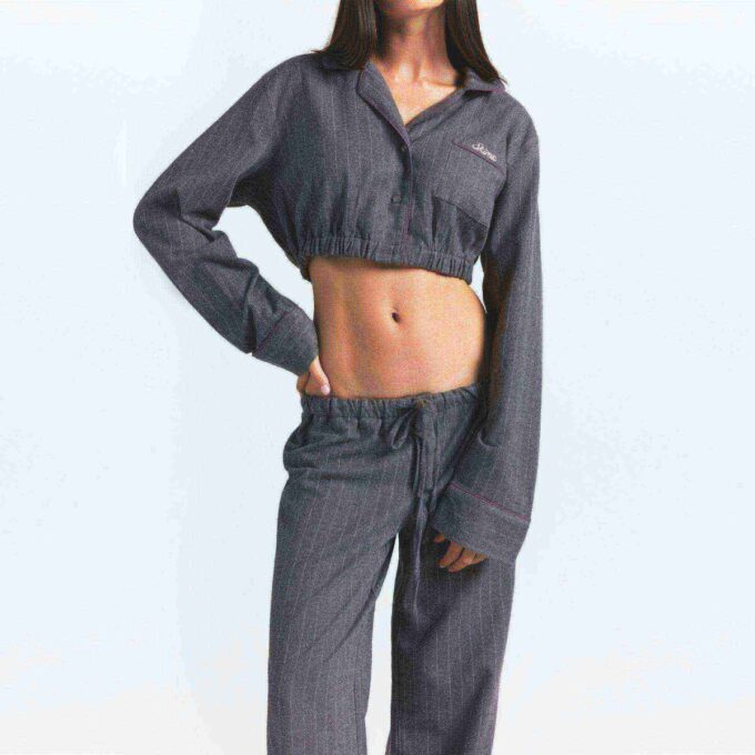 HEAVY FLANNEL CROPPED SLEEP SET
