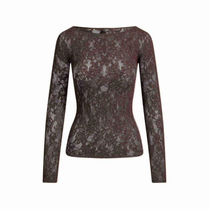 KNIT LACE BOATNECK TOP KNIT LACE BOATNECK TOP