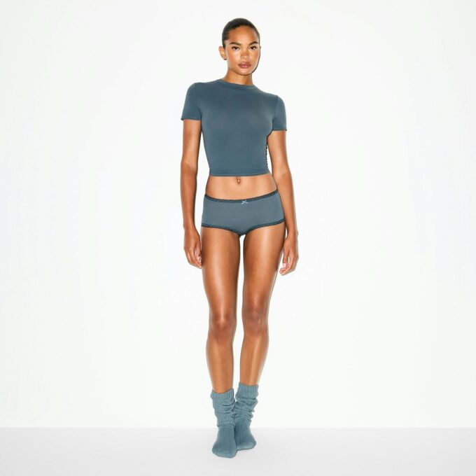 LIGHTWEIGHT COTTON POINTELLE LACE BOY SHORT LIGHTWEIGHT COTTON POINTELLE LACE BOY SHORT