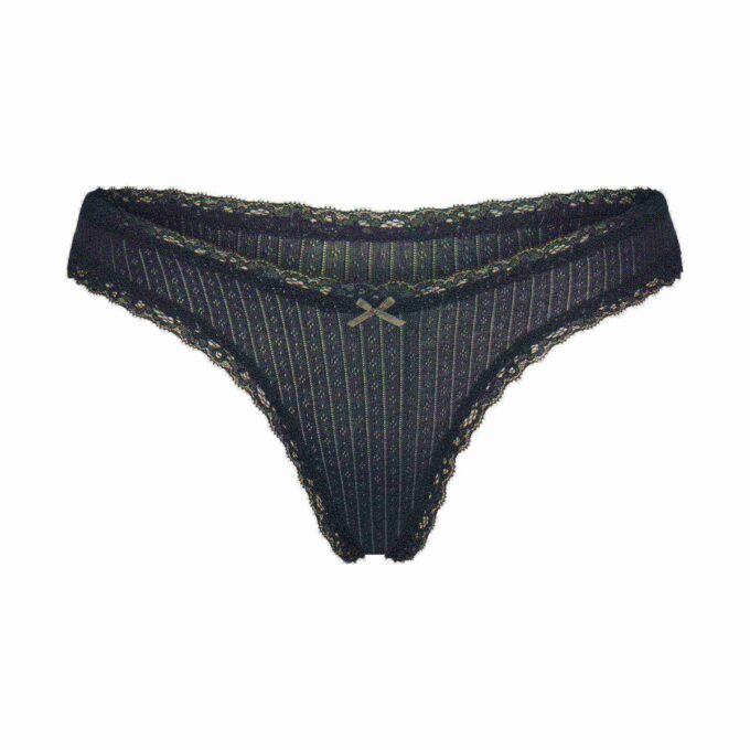 LIGHTWEIGHT COTTON POINTELLE LACE THONG