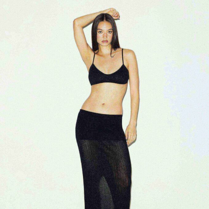 SHEER KNIT FOLDOVER LONG SKIRT SHEER KNIT FOLDOVER LONG SKIRT