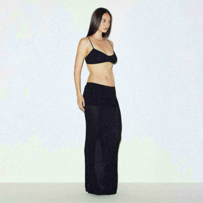 SHEER KNIT FOLDOVER LONG SKIRT SHEER KNIT FOLDOVER LONG SKIRT