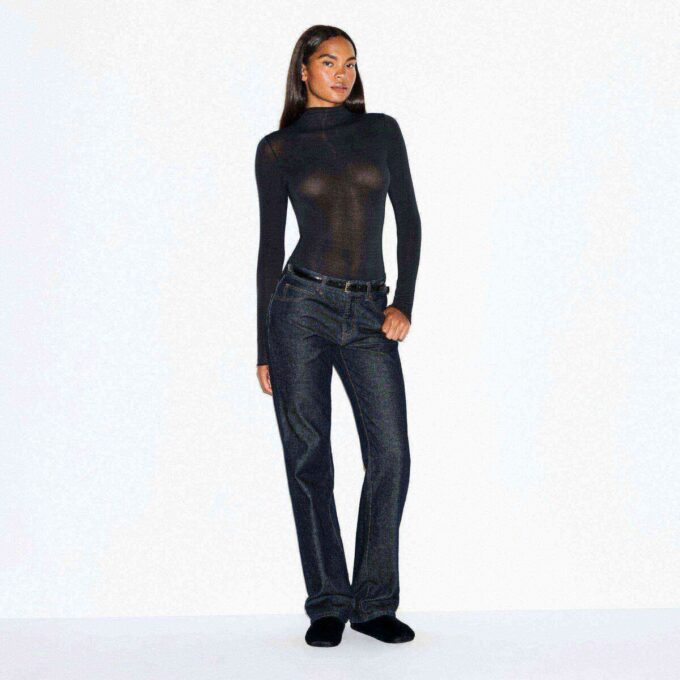 SHEER MODAL LONG SLEEVE TURTLENECK BODYSUIT