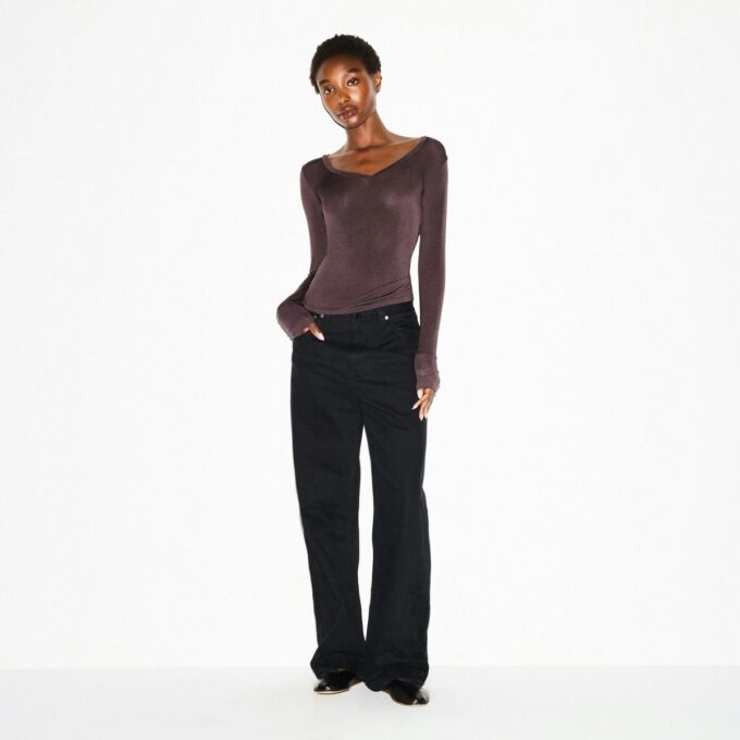 SHEER MODAL LONG SLEEVE V NECK SHEER MODAL LONG SLEEVE V NECK