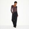 SHEER MODAL LONG SLEEVE V NECK SHEER MODAL LONG SLEEVE V NECK