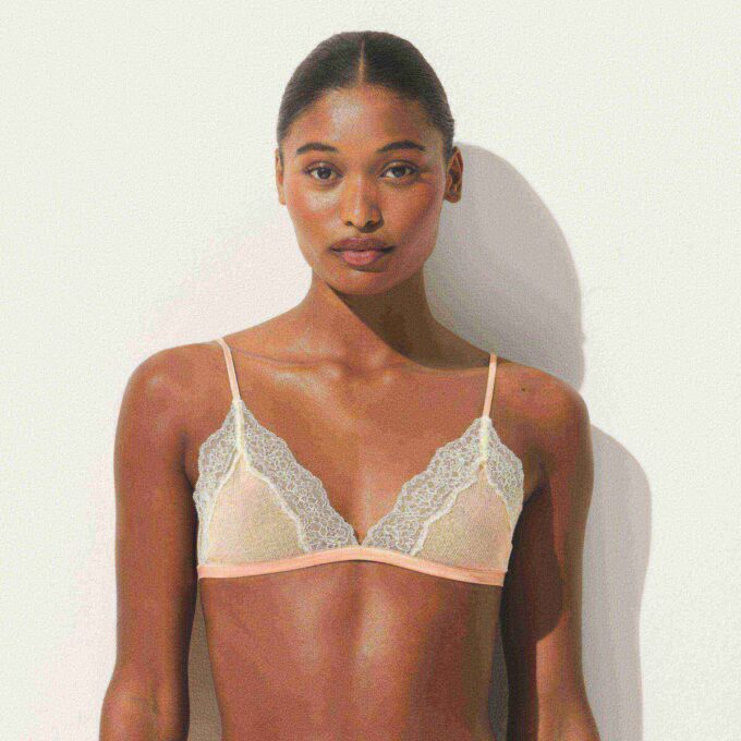 SHEER RIB LACE TRIANGLE BRALETTE SHEER RIB LACE TRIANGLE BRALETTE