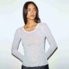 SHEER RIB LONG SLEEVE CREW NECK TOP SHEER RIB LONG SLEEVE CREW NECK TOP
