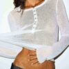 SHEER RIB LONG SLEEVE HENLEY SHEER RIB LONG SLEEVE HENLEY