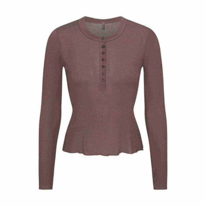 SHEER RIB LONG SLEEVE HENLEY SHEER RIB LONG SLEEVE HENLEY