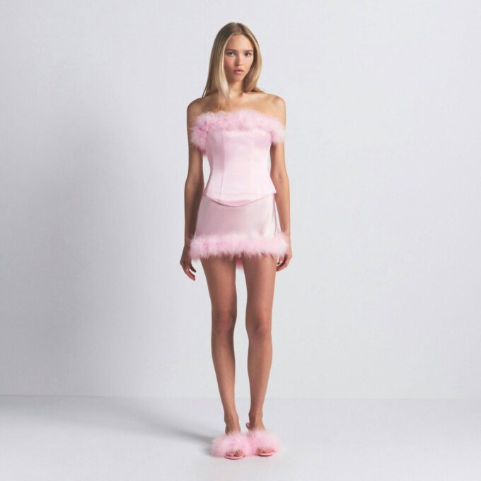 SILK FEATHER TRIM CORSET SILK FEATHER TRIM CORSET