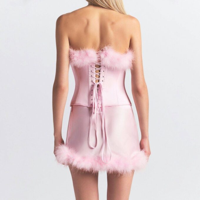 SILK FEATHER TRIM LOW RISE MINI SKIRT SILK FEATHER TRIM LOW RISE MINI SKIRT