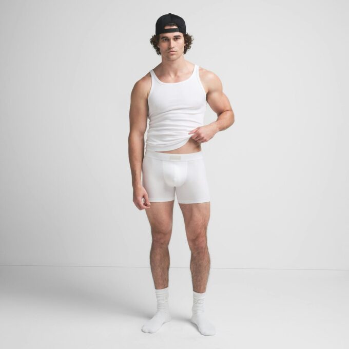 SKIMS COTTON MENS 3″ BOXER BRIEF