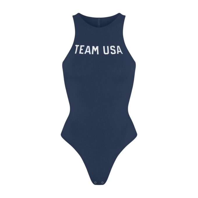 SKIMS FOR TEAM USA COTTON JERSEY OLYMPIC HIGH NECK BODYSUIT SKIMS FOR TEAM USA COTTON JERSEY OLYMPIC HIGH NECK BODYSUIT
