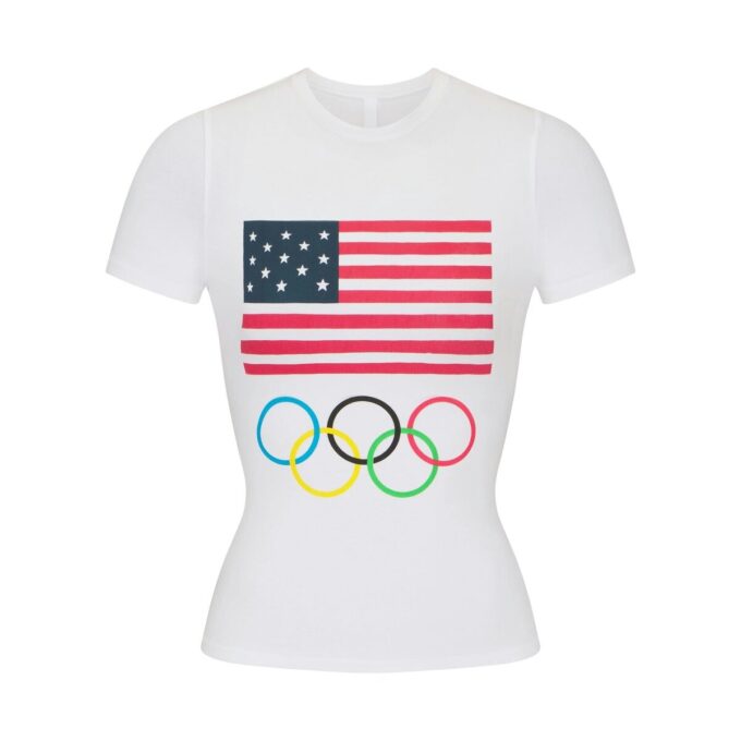 SKIMS FOR TEAM USA COTTON JERSEY OLYMPIC T-SHIRT SKIMS FOR TEAM USA COTTON JERSEY OLYMPIC T-SHIRT