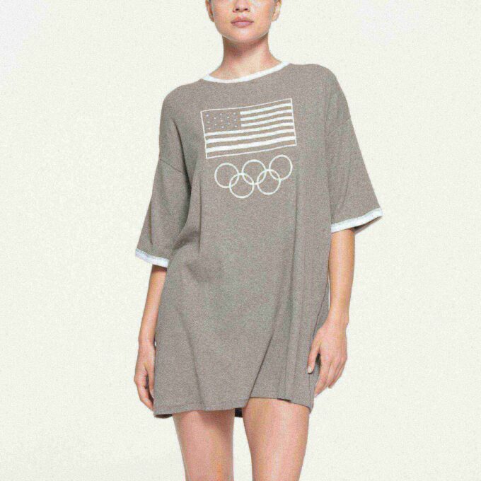 SKIMS FOR TEAM USA COTTON RIB OLYMPIC T-SHIRT MINI DRESS SKIMS FOR TEAM USA COTTON RIB OLYMPIC T-SHIRT MINI DRESS