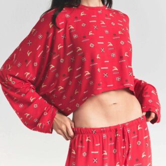 SKIMS SLEEP CROPPED LONG SLEEVE AND PANT SET