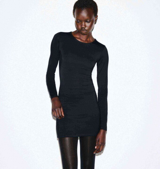 SMOOTH LAYERS CREWNECK MINI DRESS