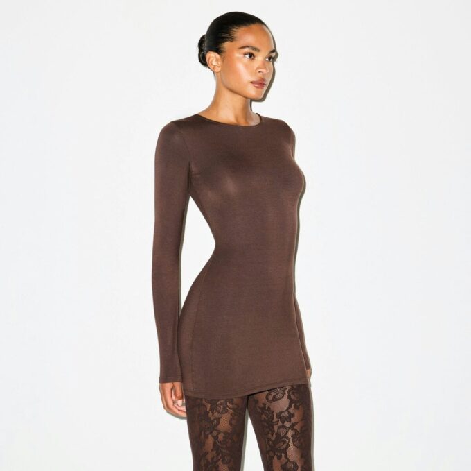 SMOOTH LAYERS CREWNECK MINI DRESS SMOOTH LAYERS CREWNECK MINI DRESS
