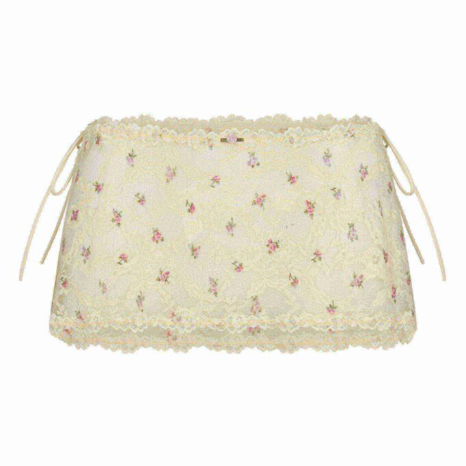 STRETCH LACE TIE SIDE MINI SKIRT