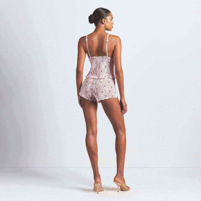 STRETCH LACE TRIANGLE CAMI AND SHORT SET STRETCH LACE TRIANGLE CAMI AND SHORT SET