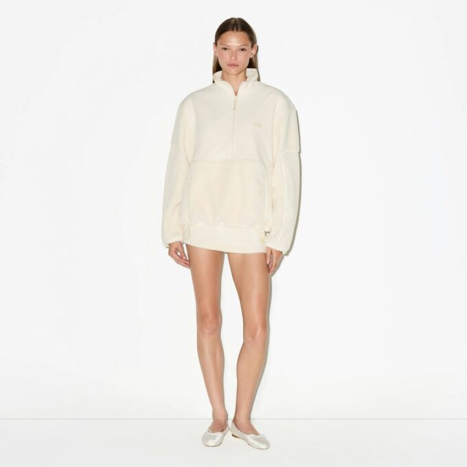 TEDDY OVERSIZED HALF ZIP UP PULLOVER TEDDY OVERSIZED HALF ZIP UP PULLOVER