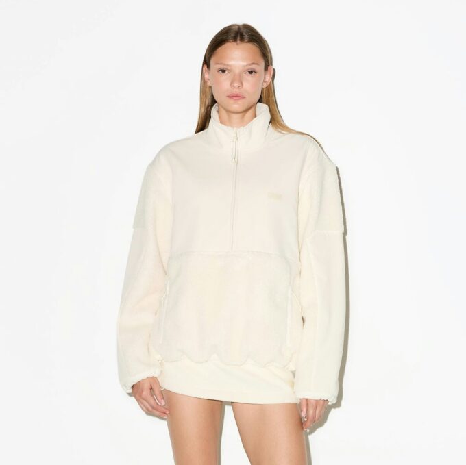 TEDDY OVERSIZED HALF ZIP UP PULLOVER TEDDY OVERSIZED HALF ZIP UP PULLOVER