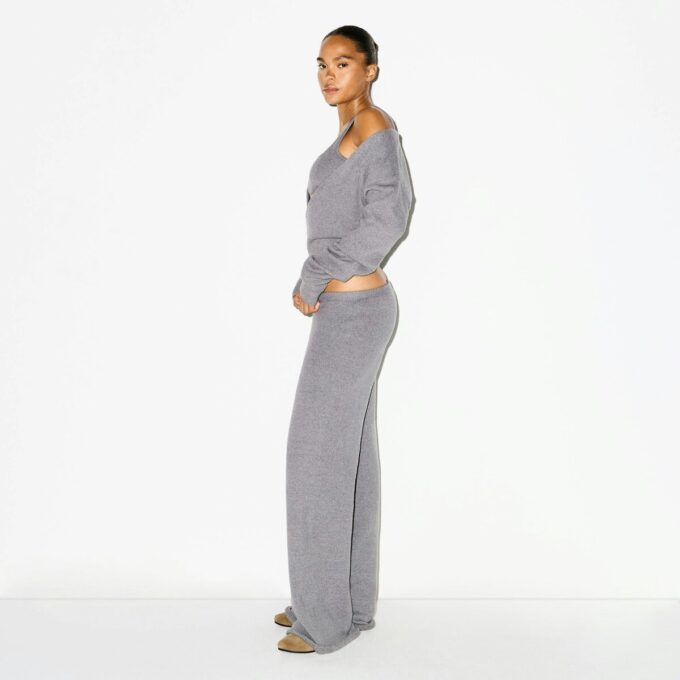 TEXTURED KNIT WRAP SWEATER