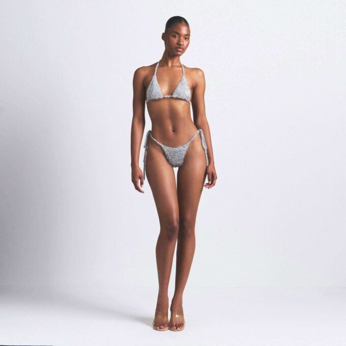 TINSEL BRALETTE AND THONG SET