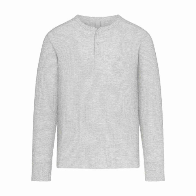 WAFFLE MENS SLIM LONG SLEEVE HENLEY WAFFLE MENS SLIM LONG SLEEVE HENLEY