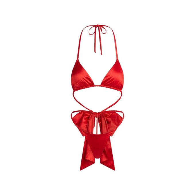 WOVEN SHINE SKIMPY BOW TEDDY